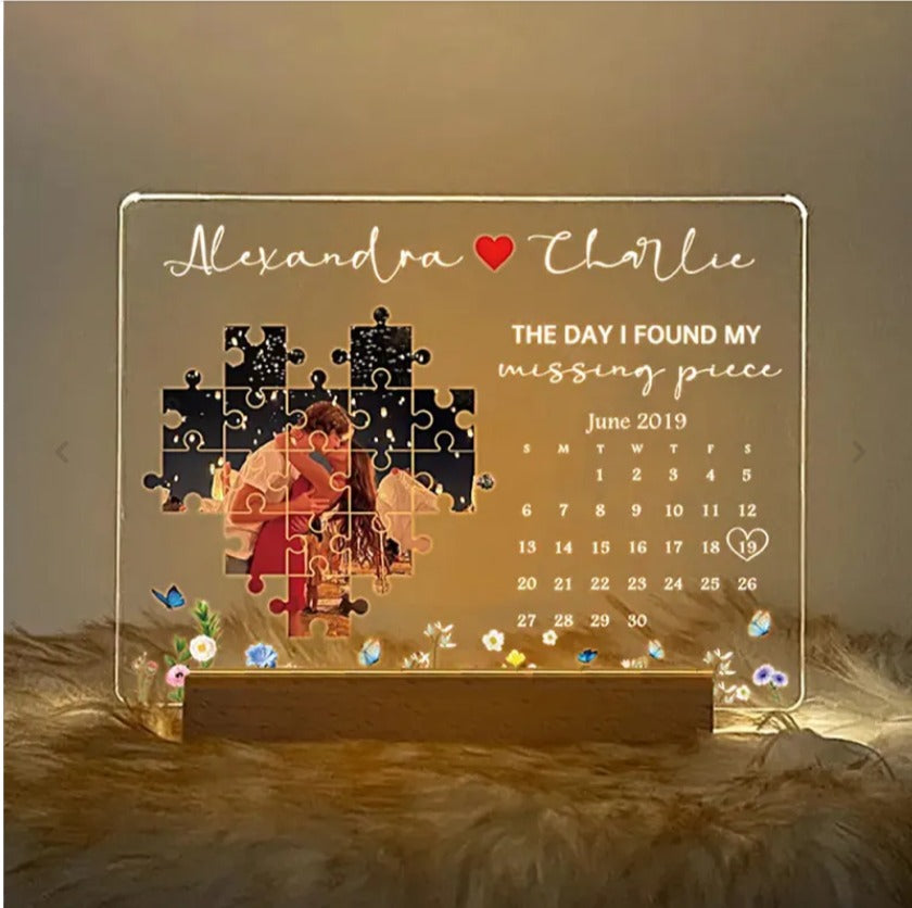 The Day I Found My Missing Piece Light Frame Personalized Gift Valentine's Day Gifts