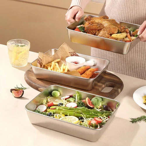 Stainless Steel Square Plate(With Lid)