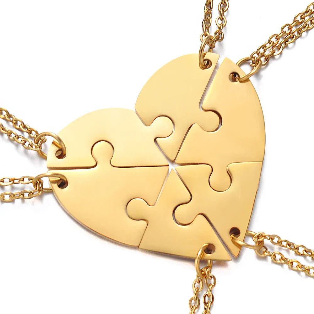 Friendship Puzzle Hearts -Personalized Heart pendant puzzle necklace, Gift For Friend/Family