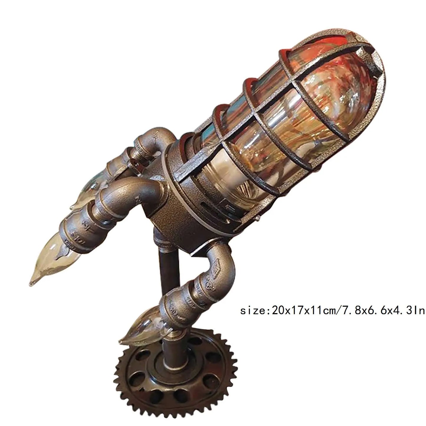 Steampunk Rocket Desk Lamp – Vintage Industrial Night Light