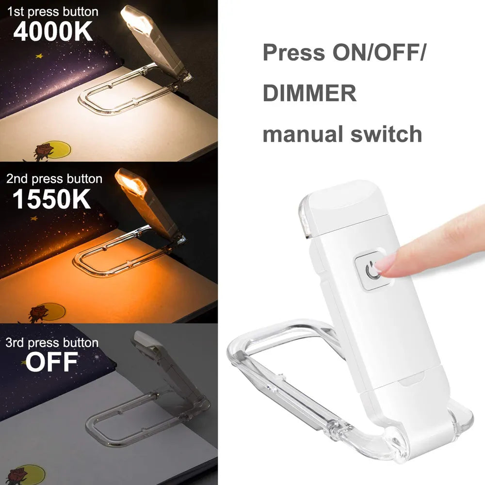 USB Rechargeable Book Light for Reading in Bed