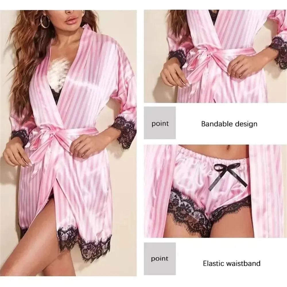 Valentine's Day 4 sets of lace satin sling pajamas set