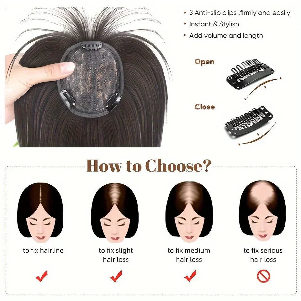 Hair Toppers For Women Adding Hair Volume Topper With Bangs 12 Inches Invisible