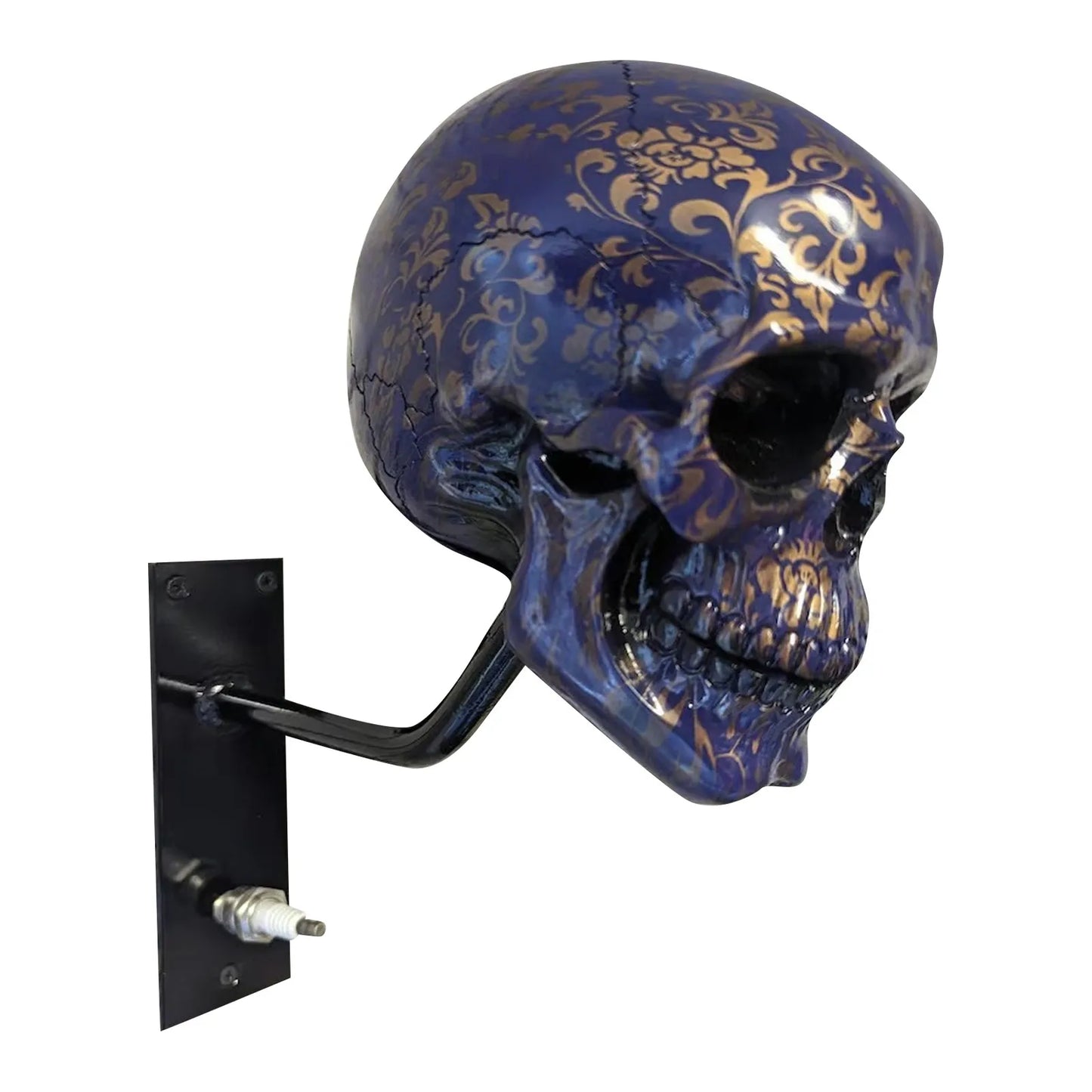Motorcycle helmet and jacket skull holder