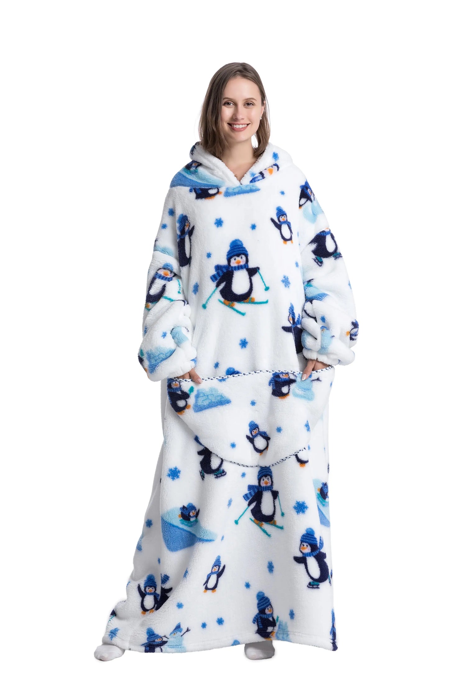 Cute Cartoon Print Hoodie Blanket
