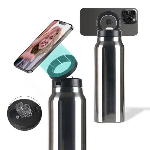 Stainless Steel Water Bottle with Magnetic Phone Holder