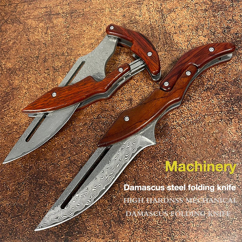Damascus Outdoor Mechanical Folding Knife