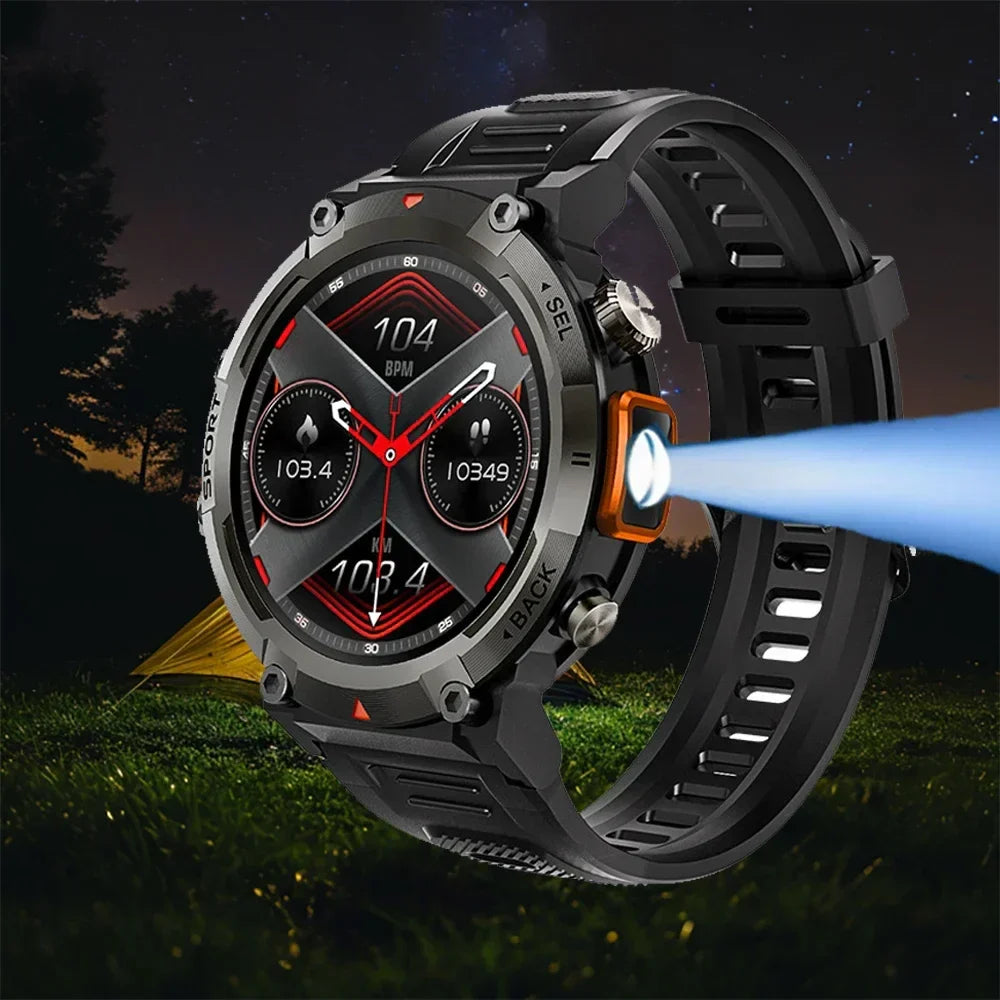 KE3 Full Touch Screen Health Monitor Clock With Flashlight Men SmartWatch For IOS Android