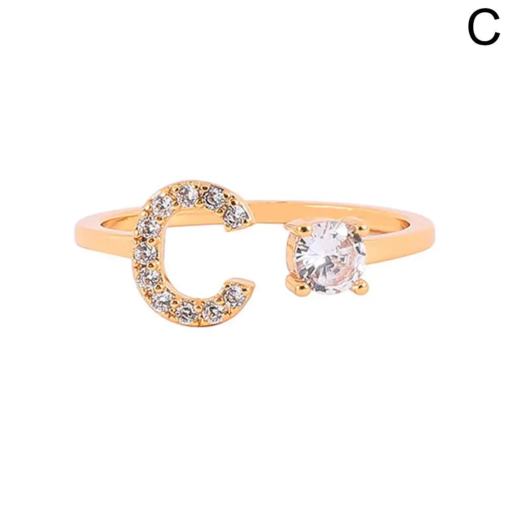 GOLD - ADJUSTABLE RING "Initial Touch" + ROSE CASE