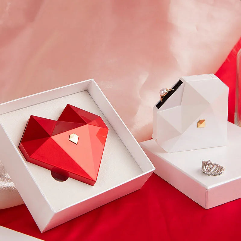 Heart Ring Box with Heart Promise Ring Open Adjustable Ring Multicolor Gift For Lover For Her
