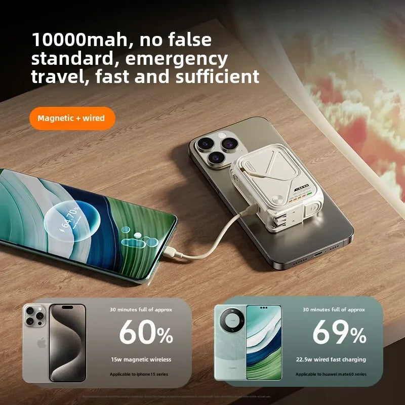 Multi-Functional 10000mAh Portable Wireless+Wired Charging Power Bank