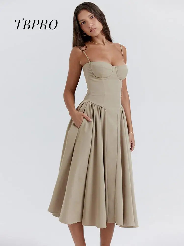 Sleeveless Corset Fit Midi Dress