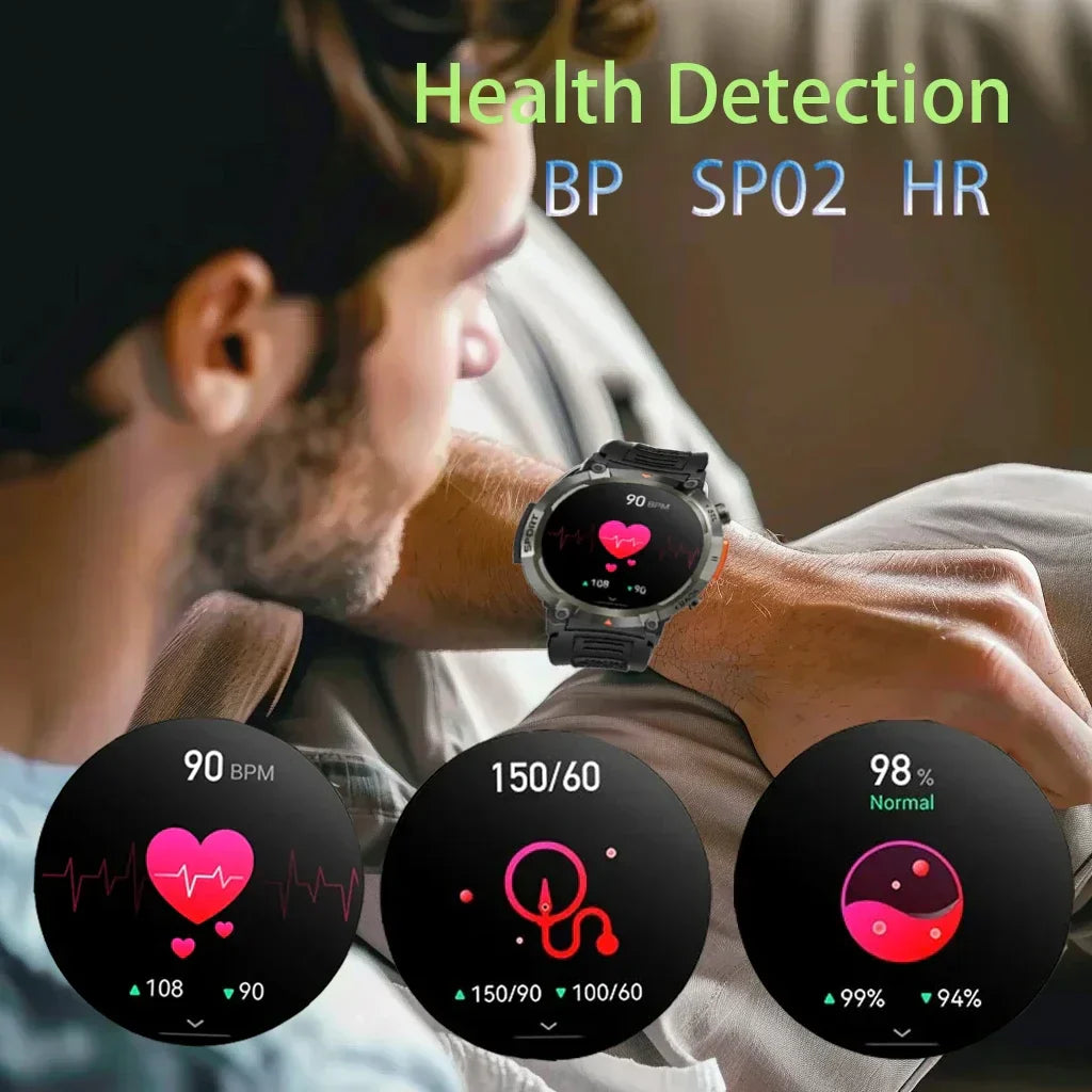 KE3 Full Touch Screen Health Monitor Clock With Flashlight Men SmartWatch For IOS Android