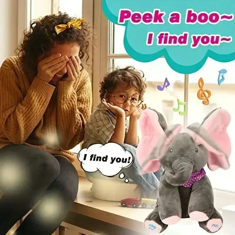 Cute Hide and Seek Elephant Plush Doll with Music