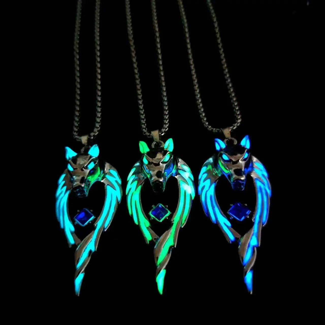 Glowing wolf necklace