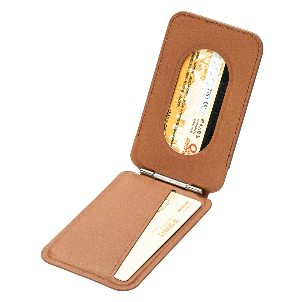 Vegan-Leather Magnetic Wallet Stand