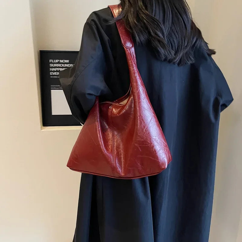 Distressed leather tote