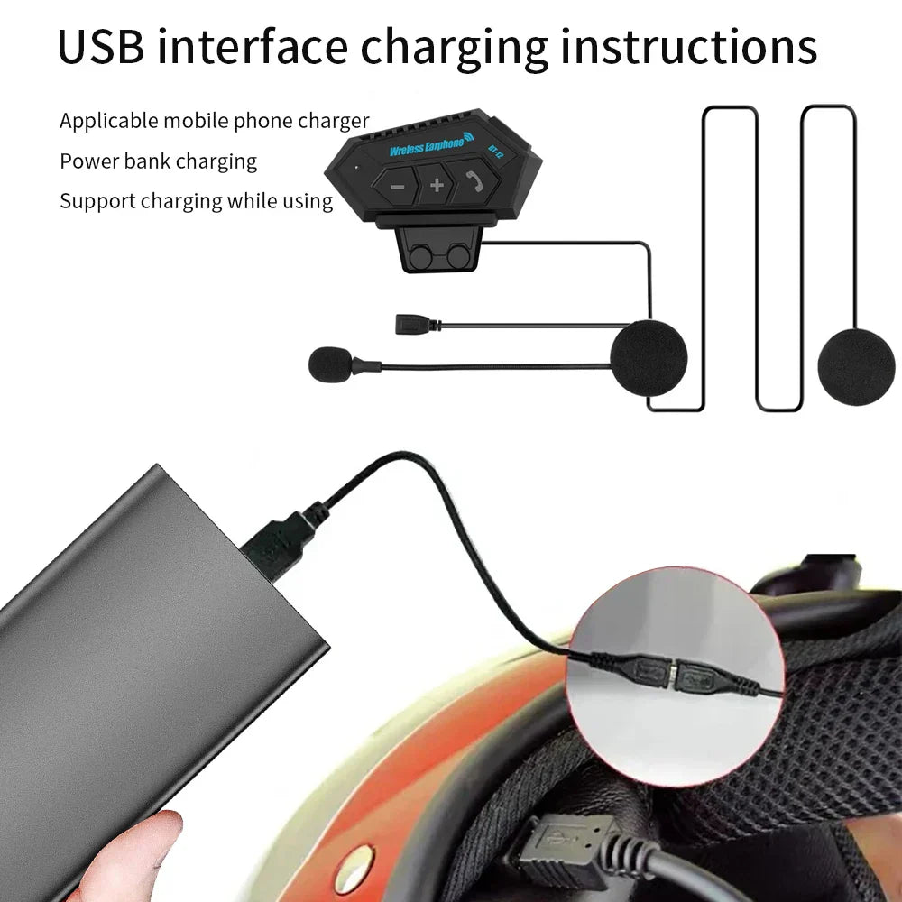 BT12 Motorcycle Helmet Bluetooth Headset