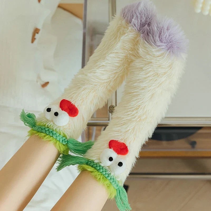 Warm Cozy Fluffy Cartoon Monster Socks