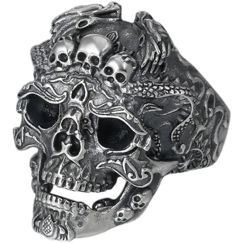 Sterling Silver Black Skull Ring