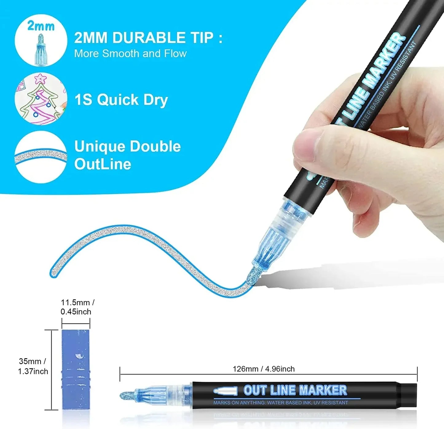 Double Line Outline Art Pen Marker Pen