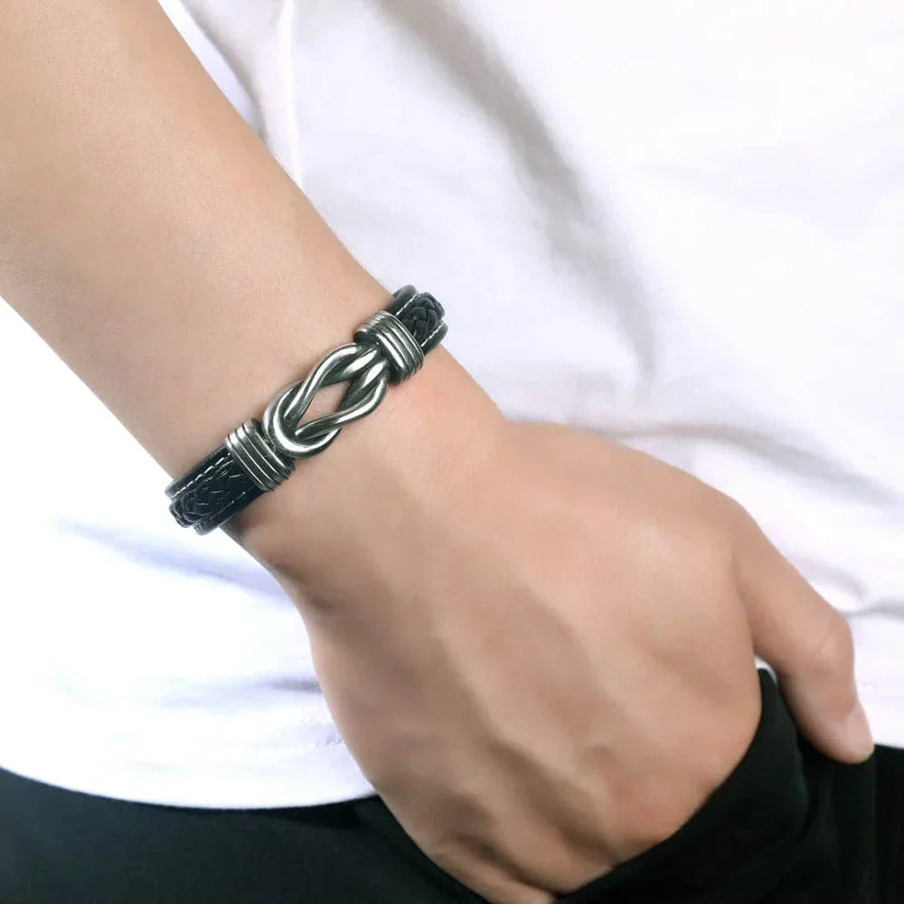 Son's Infinity Knot Bracelet Gift Set with Engraved Name