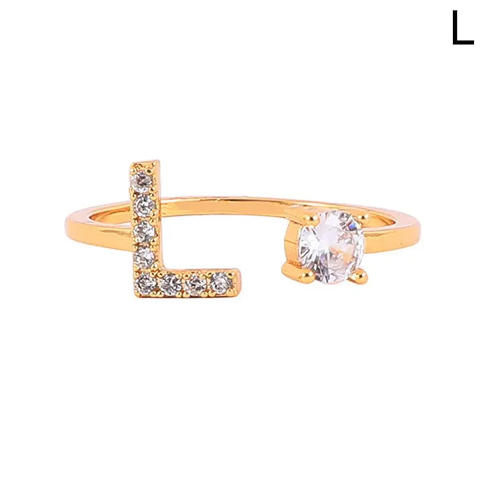 GOLD - ADJUSTABLE RING "Initial Touch" + ROSE CASE