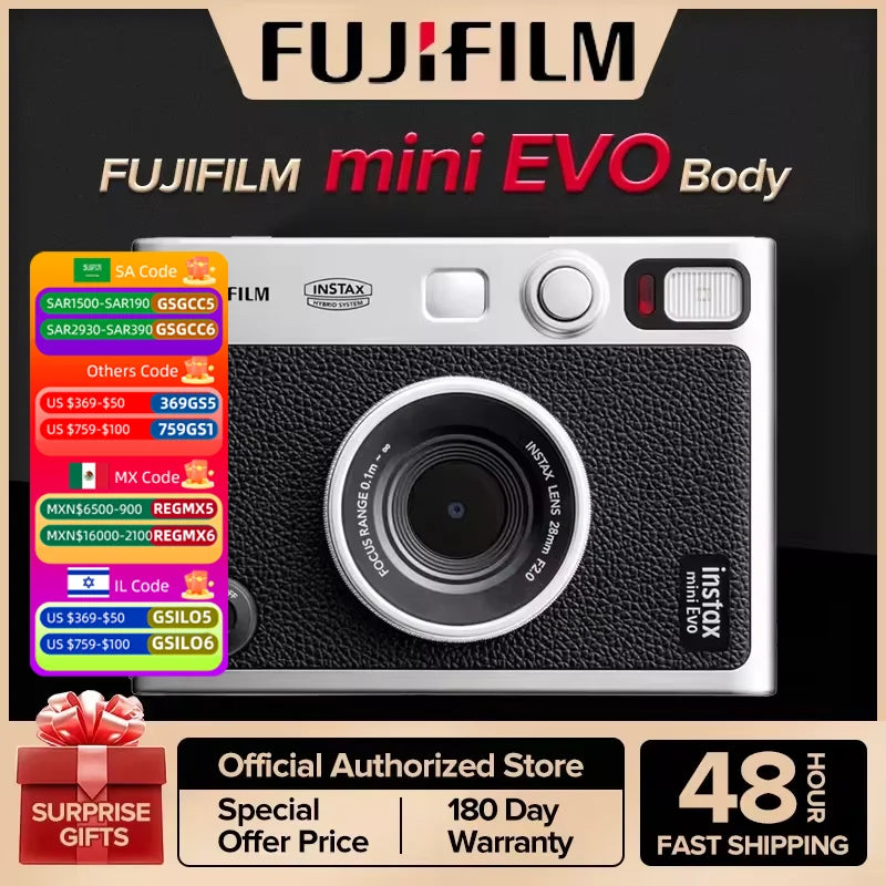 Instant Mini EVO Hybrid Camera Bundle with 60 Instant Film Sheets + 32GB Memory Card + Small Padded Case + SD Card Reader + Flex Tripod + Microfiber Cleaning Cloth