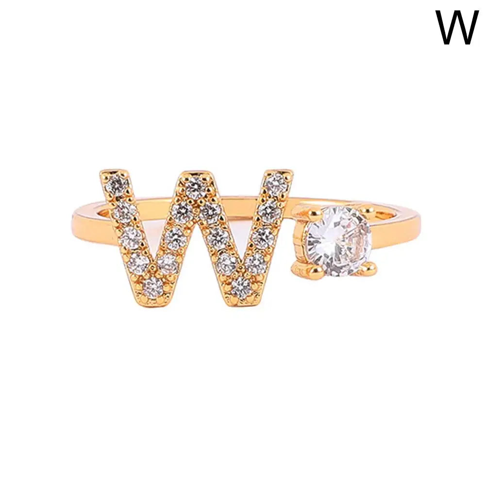 GOLD - ADJUSTABLE RING "Initial Touch" + ROSE CASE