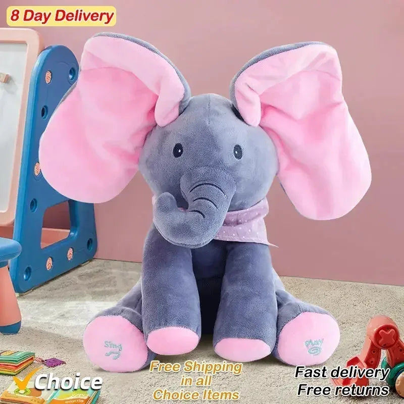 Cute Hide and Seek Elephant Plush Doll with Music