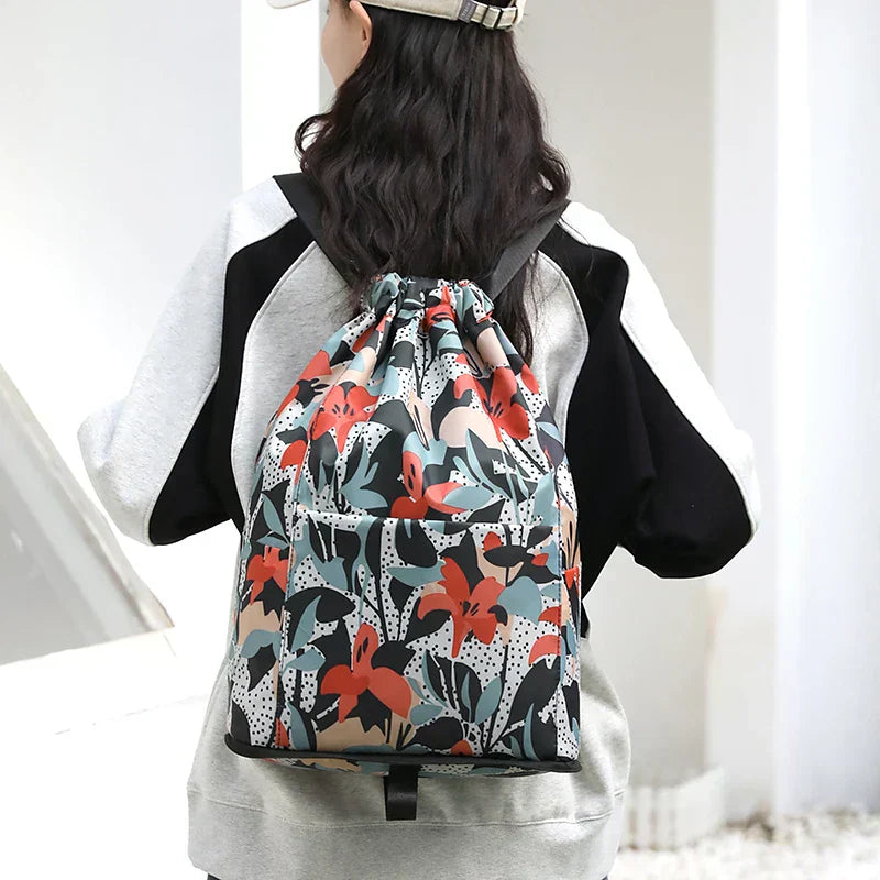 Drawstring Foldable Large Capacity Dry-wet Separation Travel Sports Backpack