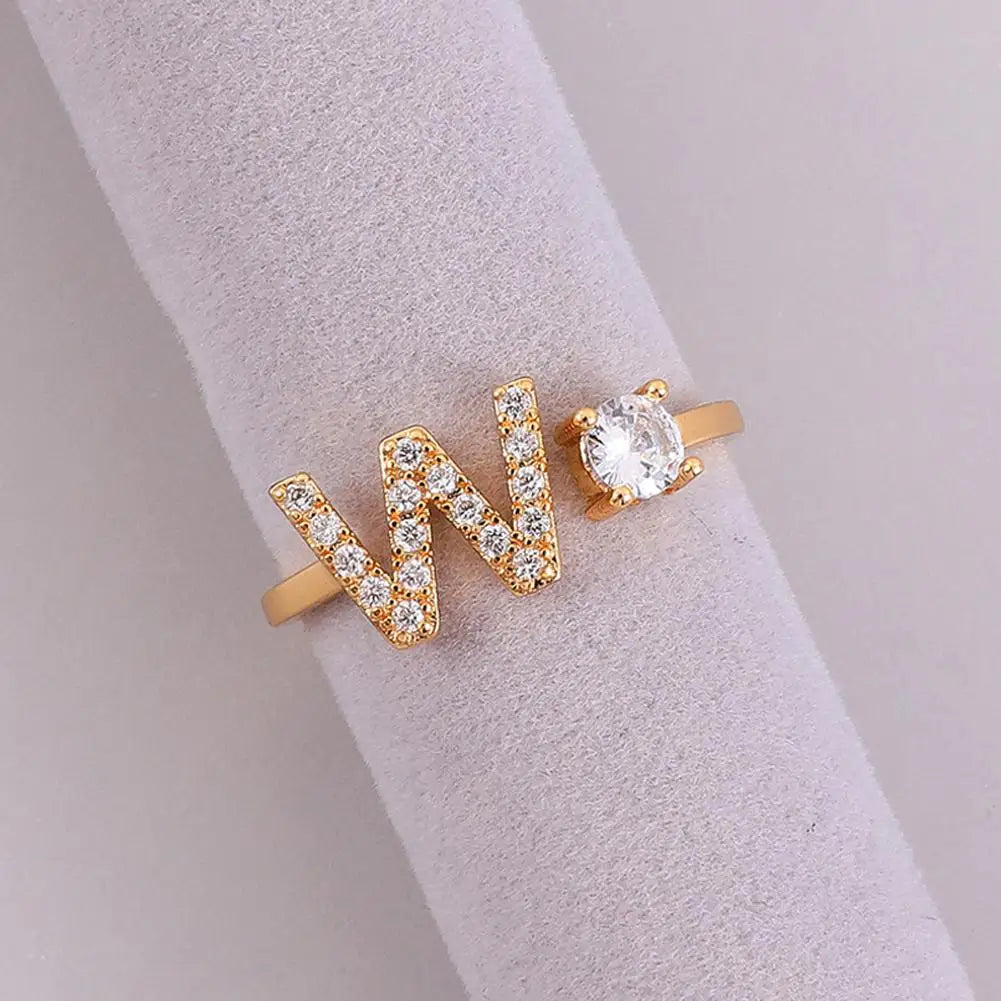 GOLD - ADJUSTABLE RING "Initial Touch" + ROSE CASE