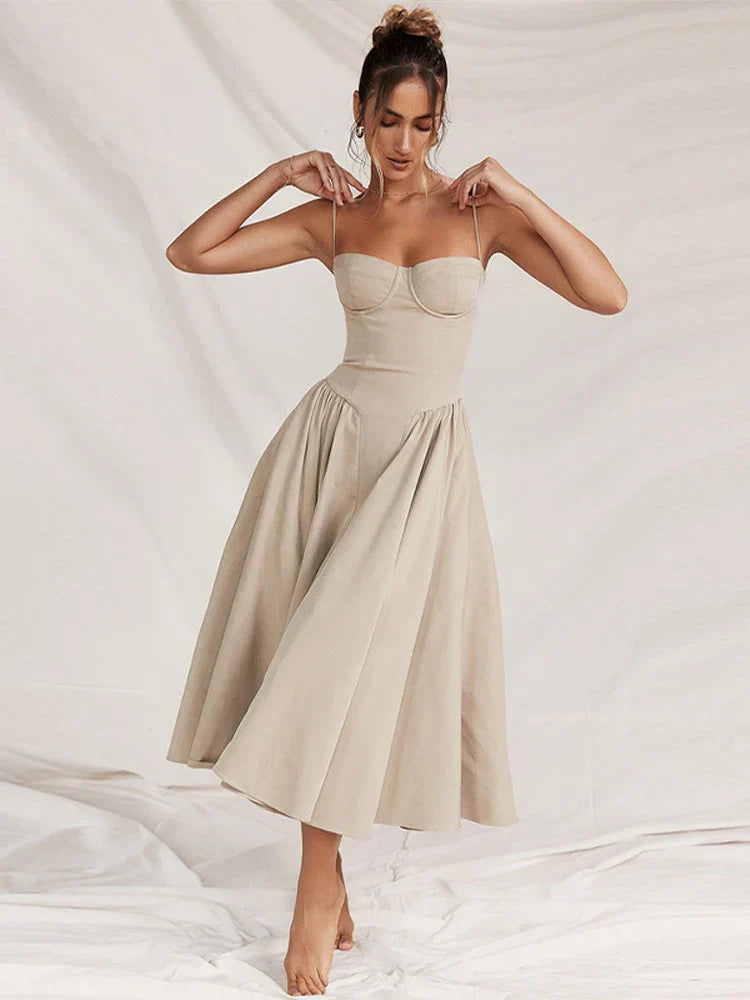Sleeveless Corset Fit Midi Dress