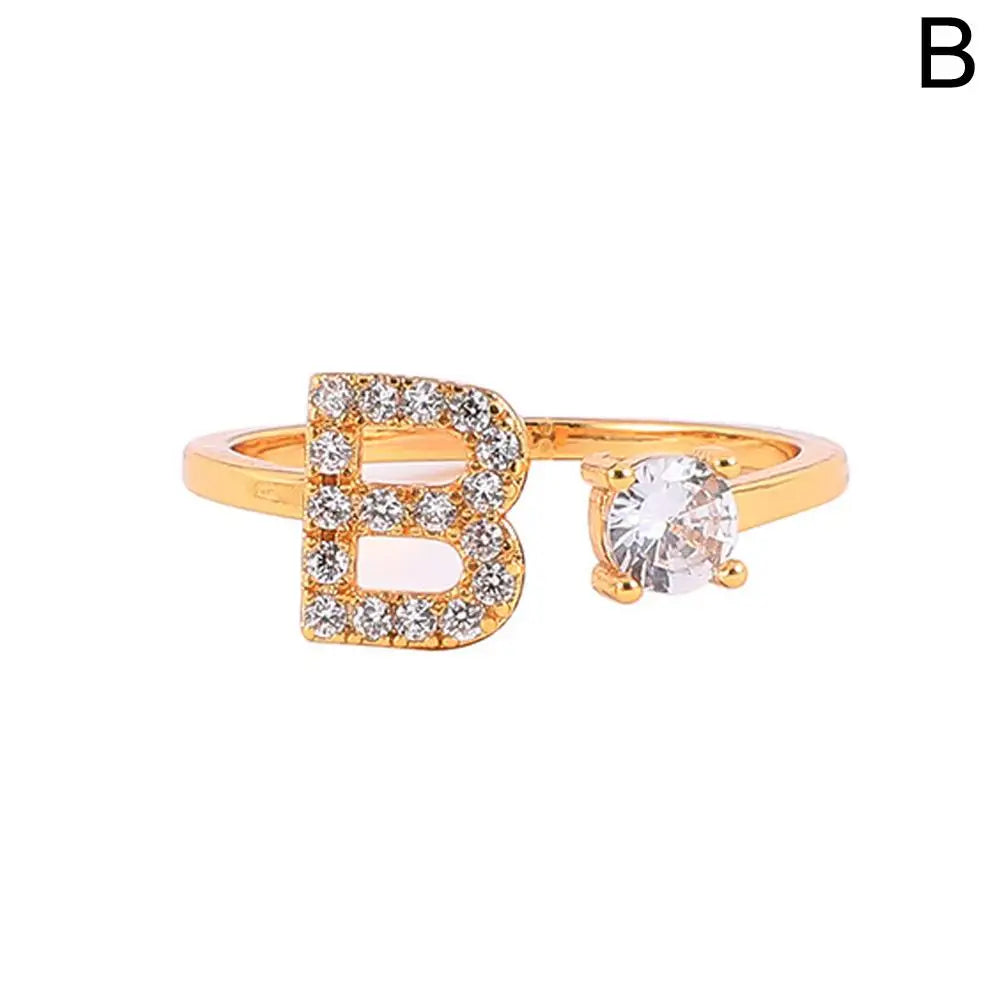GOLD - ADJUSTABLE RING "Initial Touch" + ROSE CASE