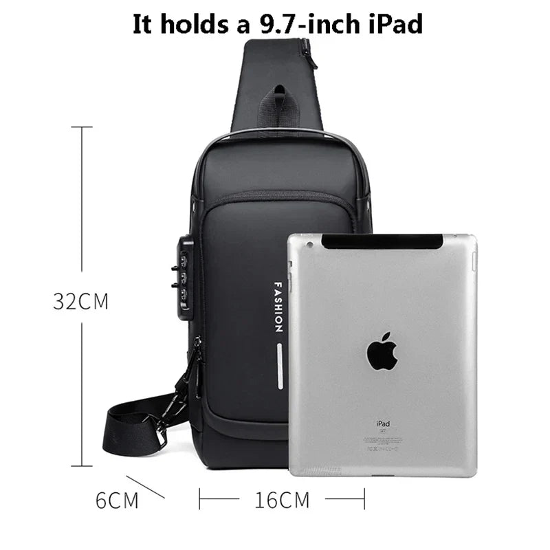 USB charging sport sling Anti-theft shoulder bag