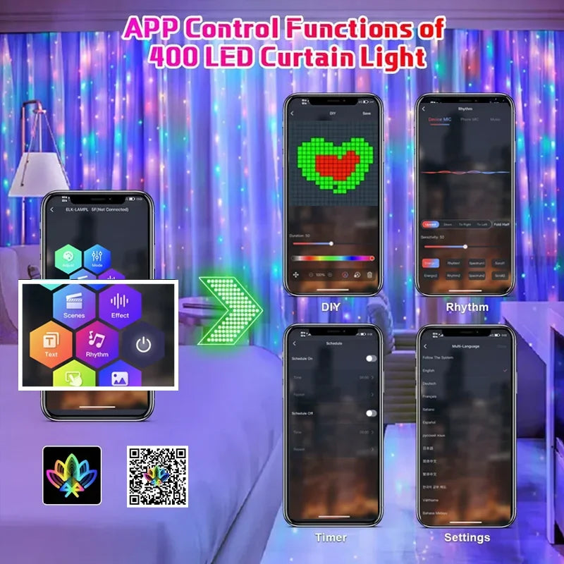 Color Waves LED Curtain Sync Lights