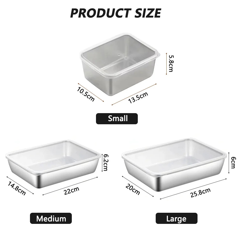 Stainless Steel Square Plate(With Lid)