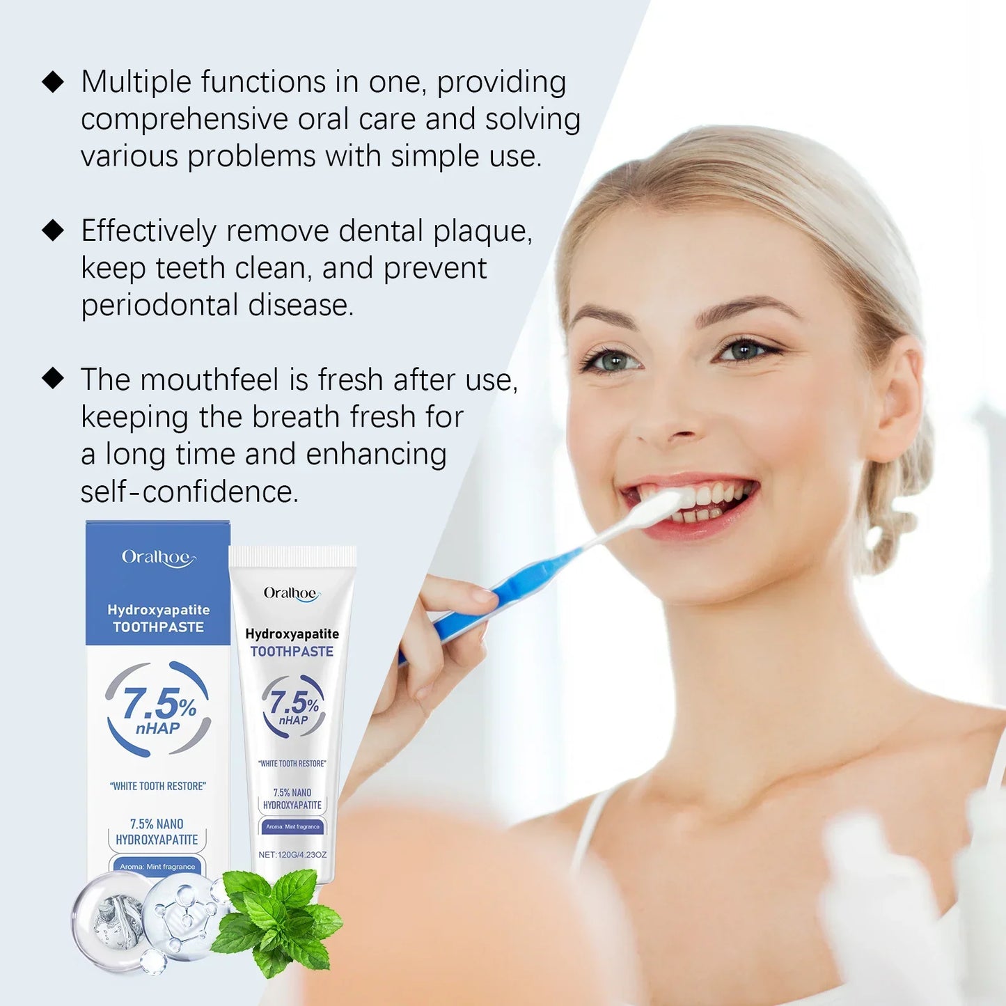 Free Hydroxyapatite Toothpaste | Enamel Repair | Breath Freshening |Effective whitening