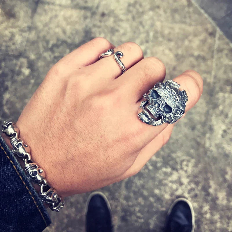 Sterling Silver Black Skull Ring