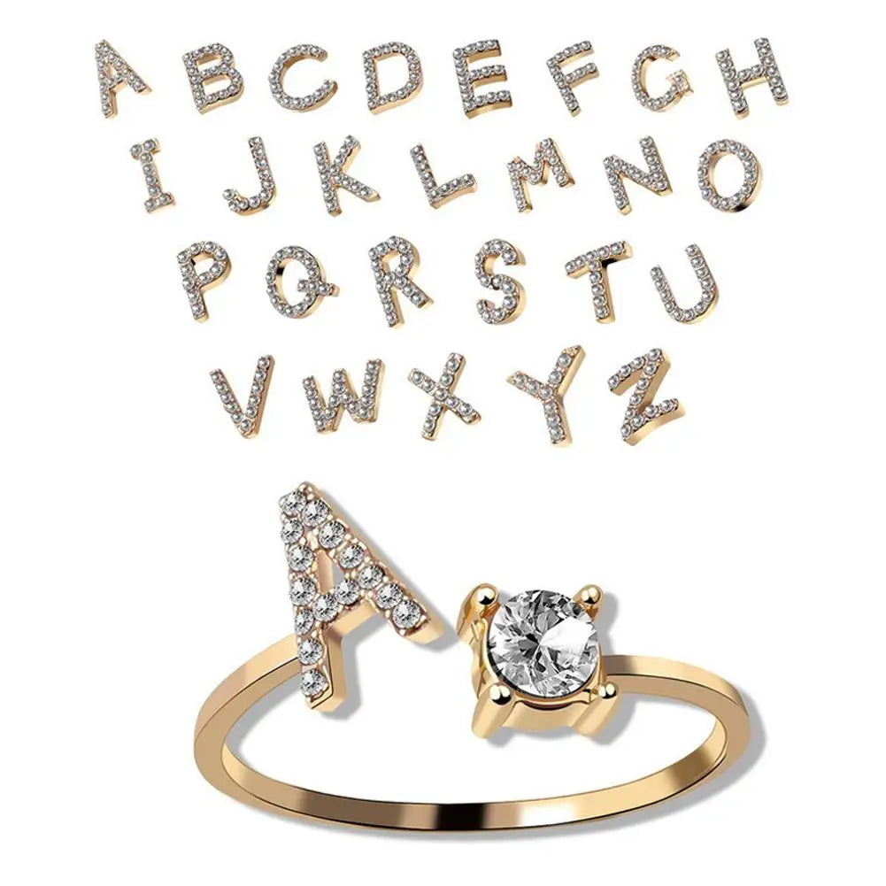 GOLD - ADJUSTABLE RING "Initial Touch" + ROSE CASE