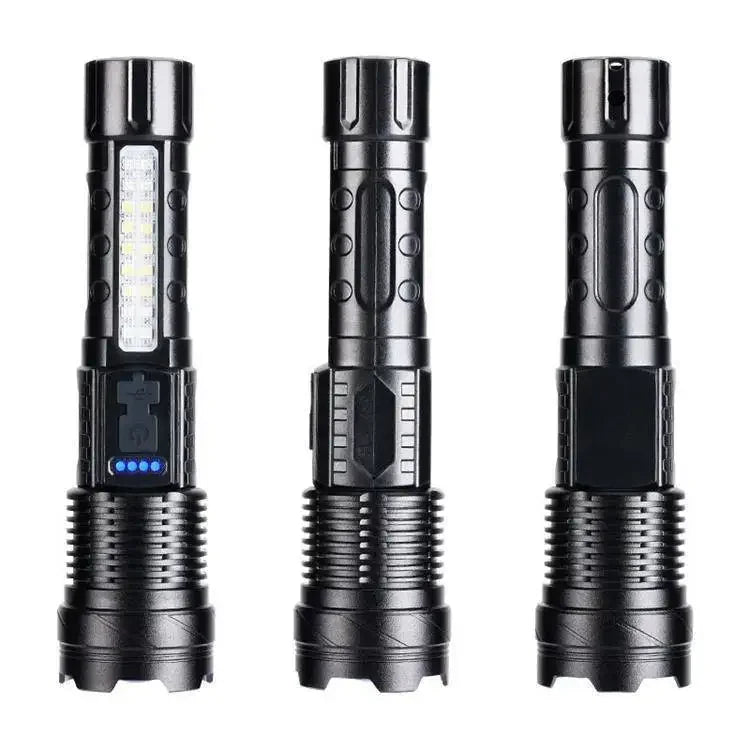 Outdoor Lighting: White Laser Flashlight with COB Side Warning Light