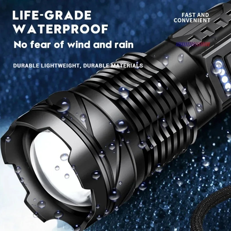 Outdoor Lighting: White Laser Flashlight with COB Side Warning Light