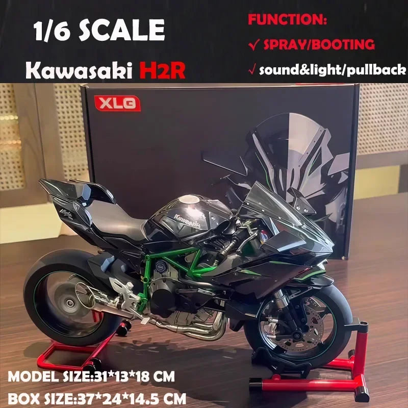 H2R Motorcycle Model With Engine Startup, Throttle Control, And Exhaust Spray Simulation, Die-Cast Bike, Ideal Gift For Men