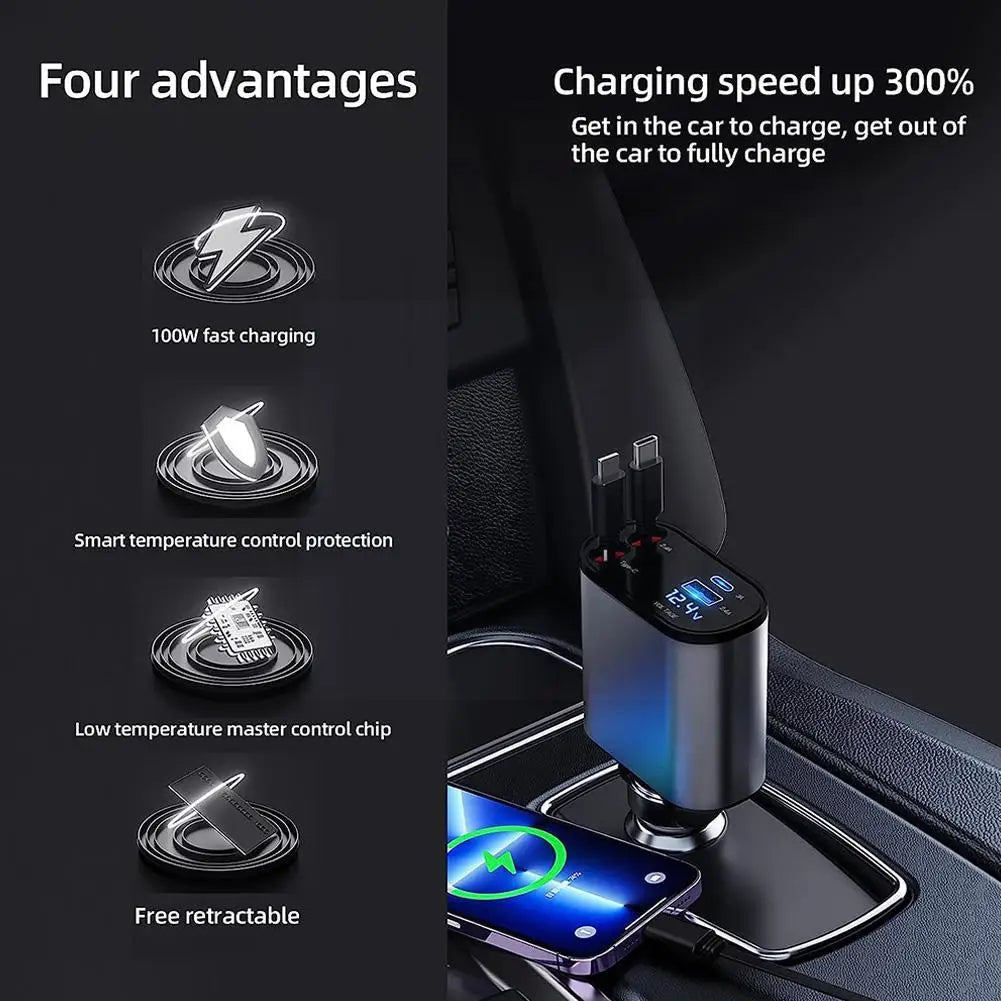 Fast Charge Retractable Car Charger