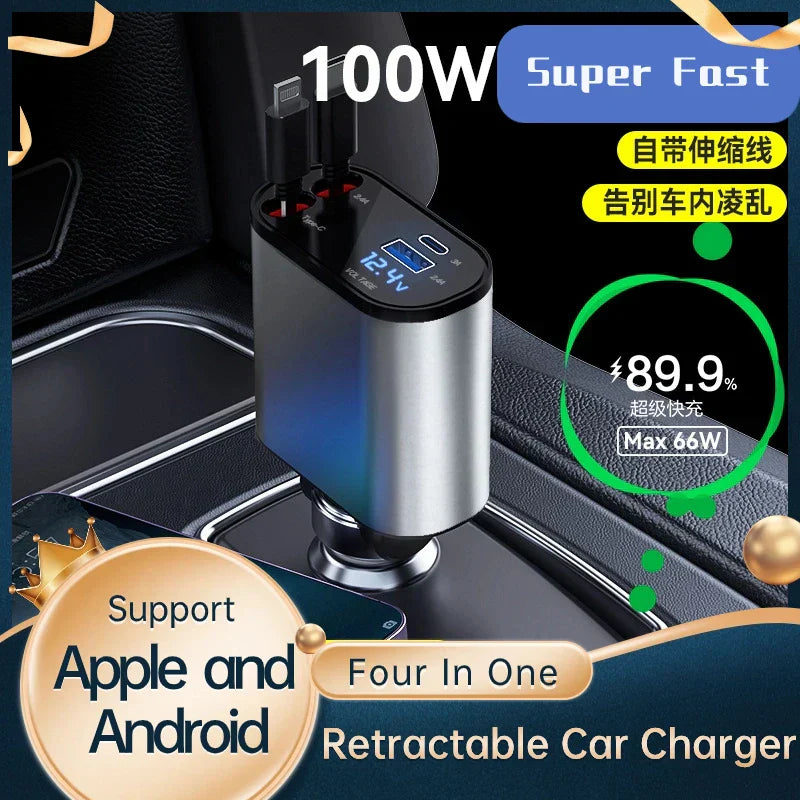Fast Charge Retractable Car Charger