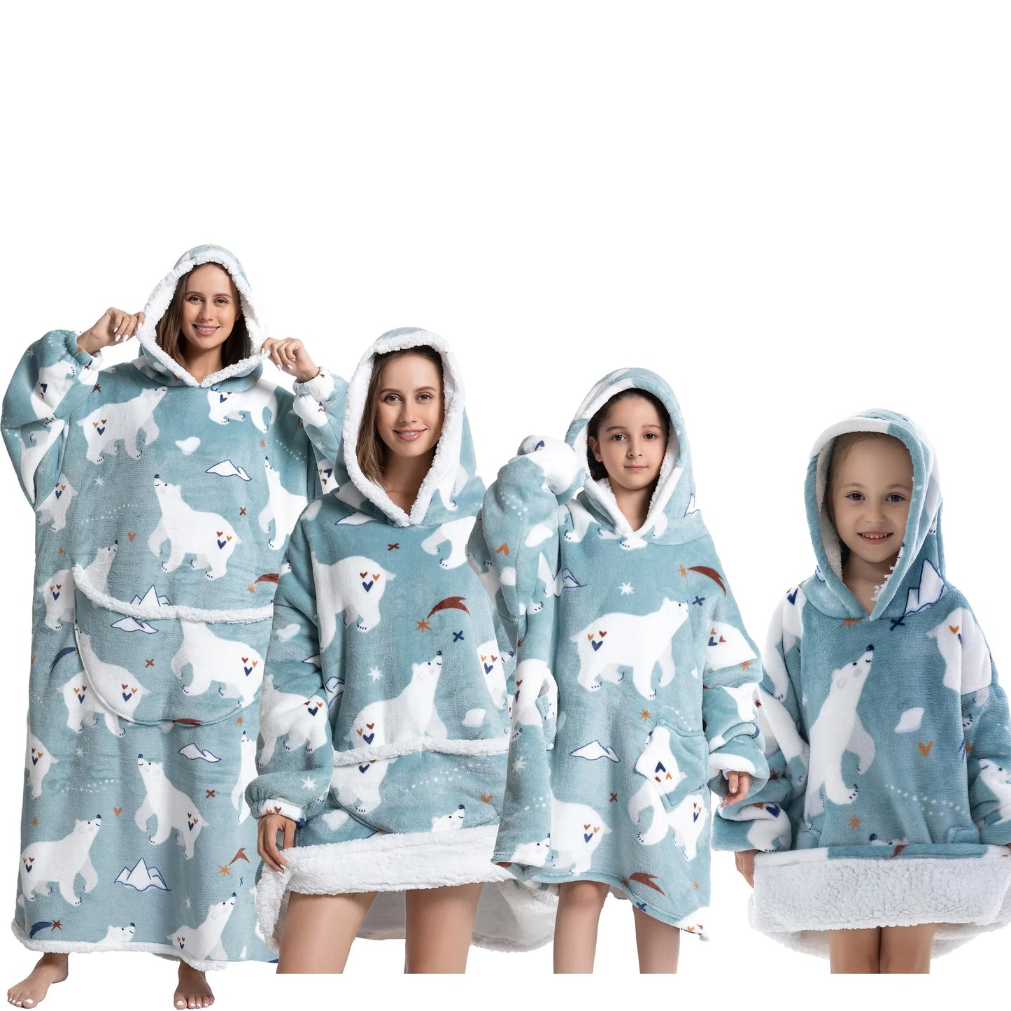 Oversized Sherpa Hooded Blanket Sweatshirt with Pocket