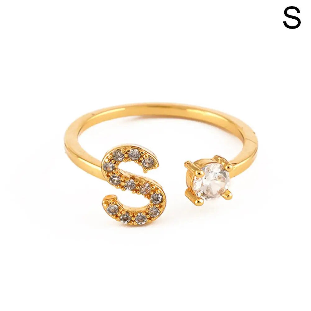 GOLD - ADJUSTABLE RING "Initial Touch" + ROSE CASE