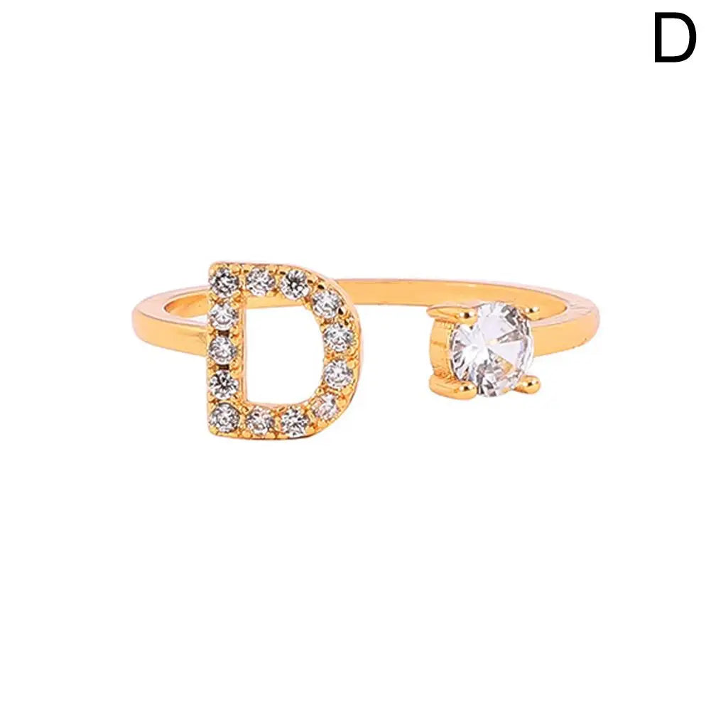 GOLD - ADJUSTABLE RING "Initial Touch" + ROSE CASE