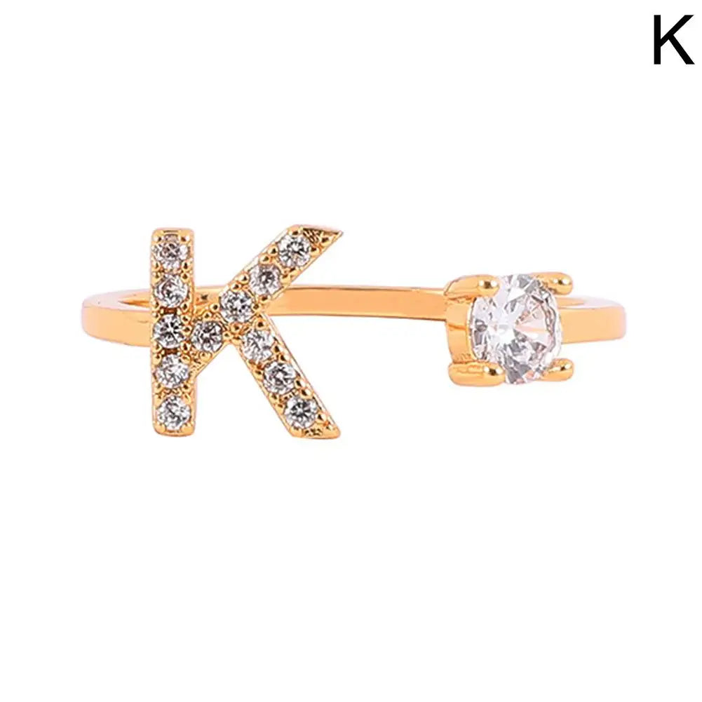 GOLD - ADJUSTABLE RING "Initial Touch" + ROSE CASE