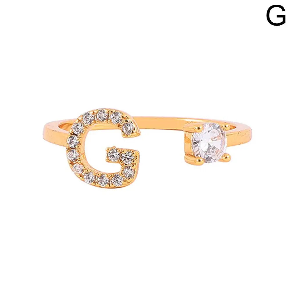 GOLD - ADJUSTABLE RING "Initial Touch" + ROSE CASE